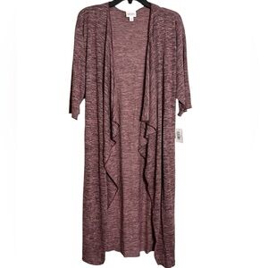 NWT LulaRoe Shirley Drape Ruffle Curtain Front Long‎ Cardigan Burgundy Small